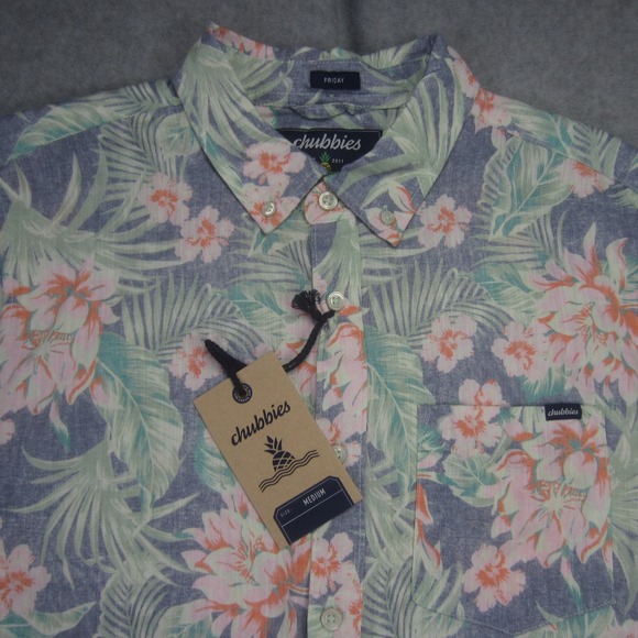Chubbies Shirt Mens Medium Floral Resort Wear Friday Short Sleeve Button Up - Picture 2 of 15